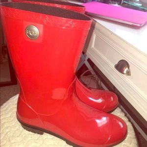 Red UGG rain boots